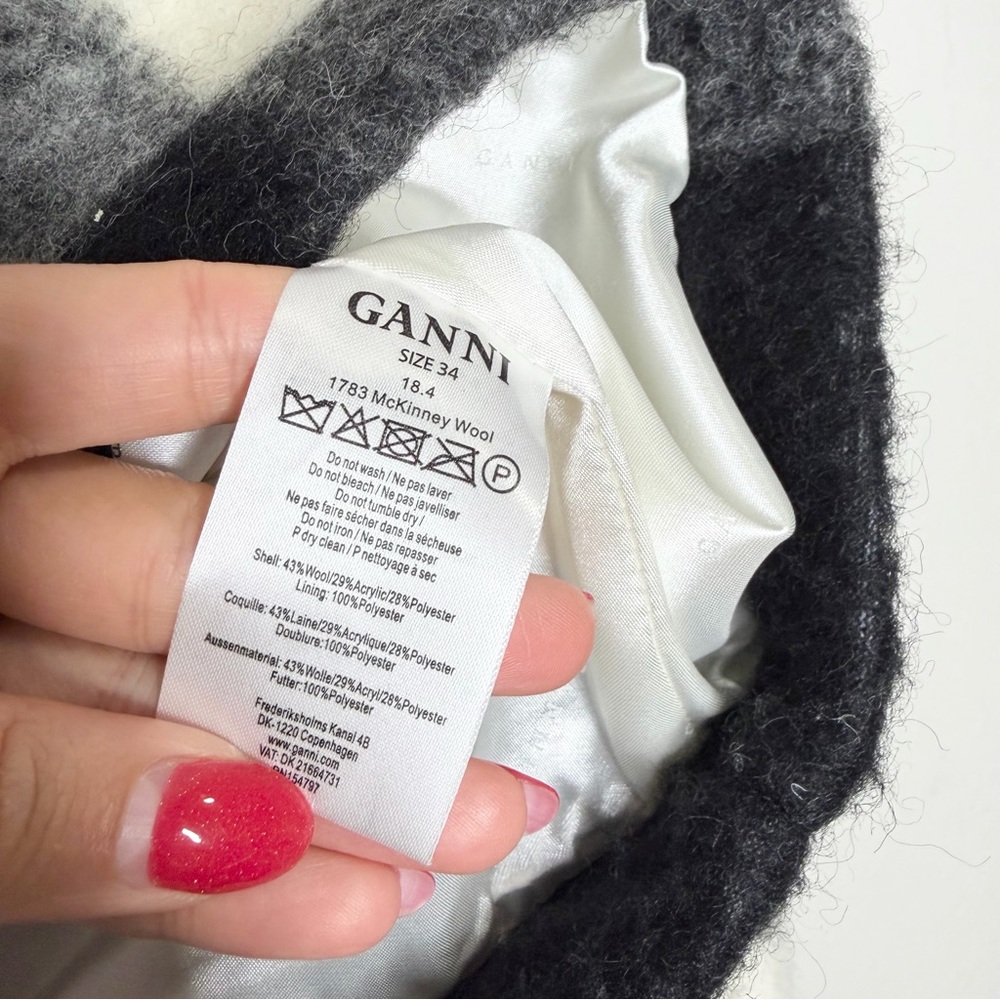GANNI McKinney Wool Crop Jacket Plaid Size 34 XS Half Zip - Picture 5 of 5